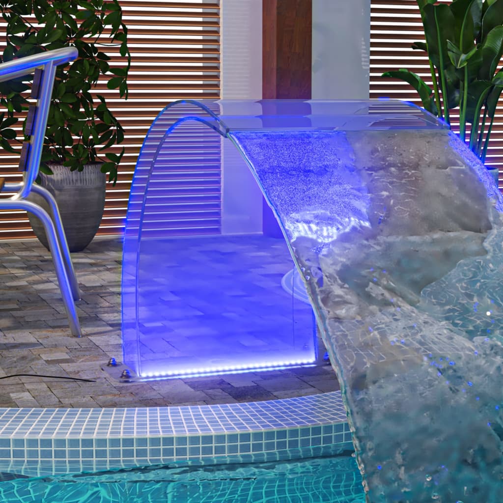 Zwembadfontein – Vijverfontein – Waterornament – Tuindecoratie – Fonteintje – Acryl 50 cm – RGB LED Verlichting