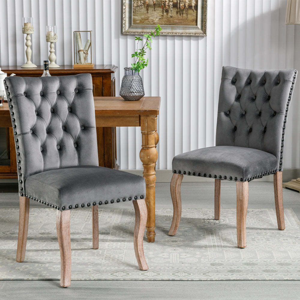 Eetkamerstoel – Dinerstoel – Keukenstoel – Woonkamerstoel – Stoel Met Deurklopper – Set Van 2 – Velvet Bekleding – Stevig Frame