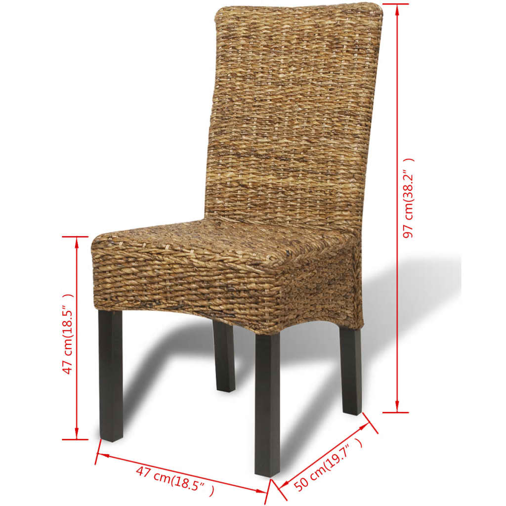 Eetkamerstoel – Eettafelstoel – Keukenstoel – Kuipstoel – Stoel – Handgevlochten Abaca Zitting – Massief Houten Frame – Set van 4