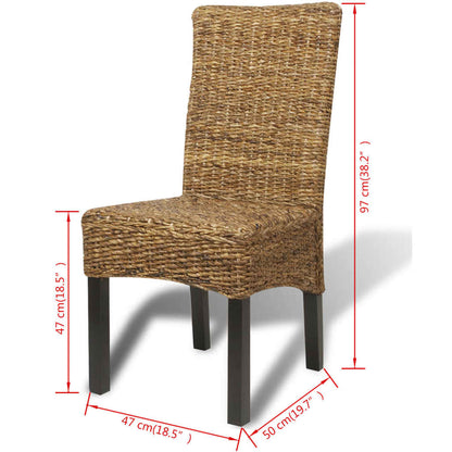 Eetkamerstoel – Eettafelstoel – Keukenstoel – Kuipstoel – Stoel – Handgevlochten Abaca Zitting – Massief Houten Frame – Set van 4