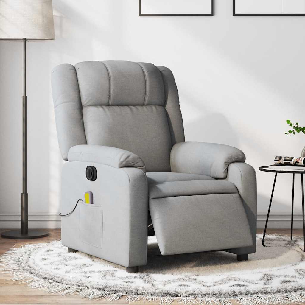 Massagestoel – Relaxstoel – Massagefauteuil – Elektrische Stoel – Ontspanningsstoel – Elektrisch Verstelbaar – 6 Massagepunten – Lichtgrijs