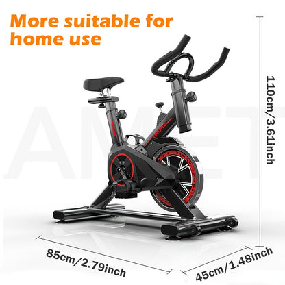 Indoor Fiets – Hometrainer – Fietstrainer – Fitnessfiets – Cardio Trainer – Verstelbare Weerstand – Stevig IJzeren Frame – Compact Design – Zwart/Rood