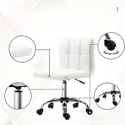 Bureaustoel – Kantoorstoel – Draaistoel – Bureaustoel Zonder Armleuningen – Verstelbare Zithoogte – 360° Draaibaar – Kunstleer Met Zachte Bekleding – Stevig Metalen Frame