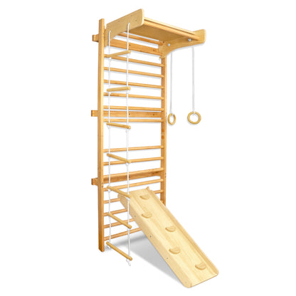 Klimrek – Klimframe – Speeltoestel – Turnrek – Gymnastiekrek – 6-in-1 Multifunctioneel Design – Hoogwaardig Houten Frame 215x82x6 cm