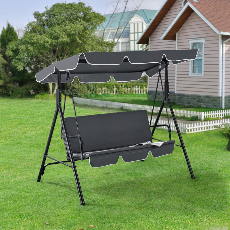Tuinschommelbank – Schommelbank – Hollywoodschommel – Verandaschommel – Hangbank – 3-Zits – Gepoedercoat Staal – Waterafstotende Polyester Bekleding