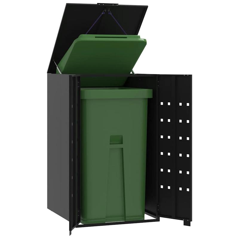 Afvalcontainer Buiten – Afvalbak – Vuilnisbak – Prullenbak – Afvalton – Gepoedercoat Staal – Grote Capaciteit 69x79x117 cm