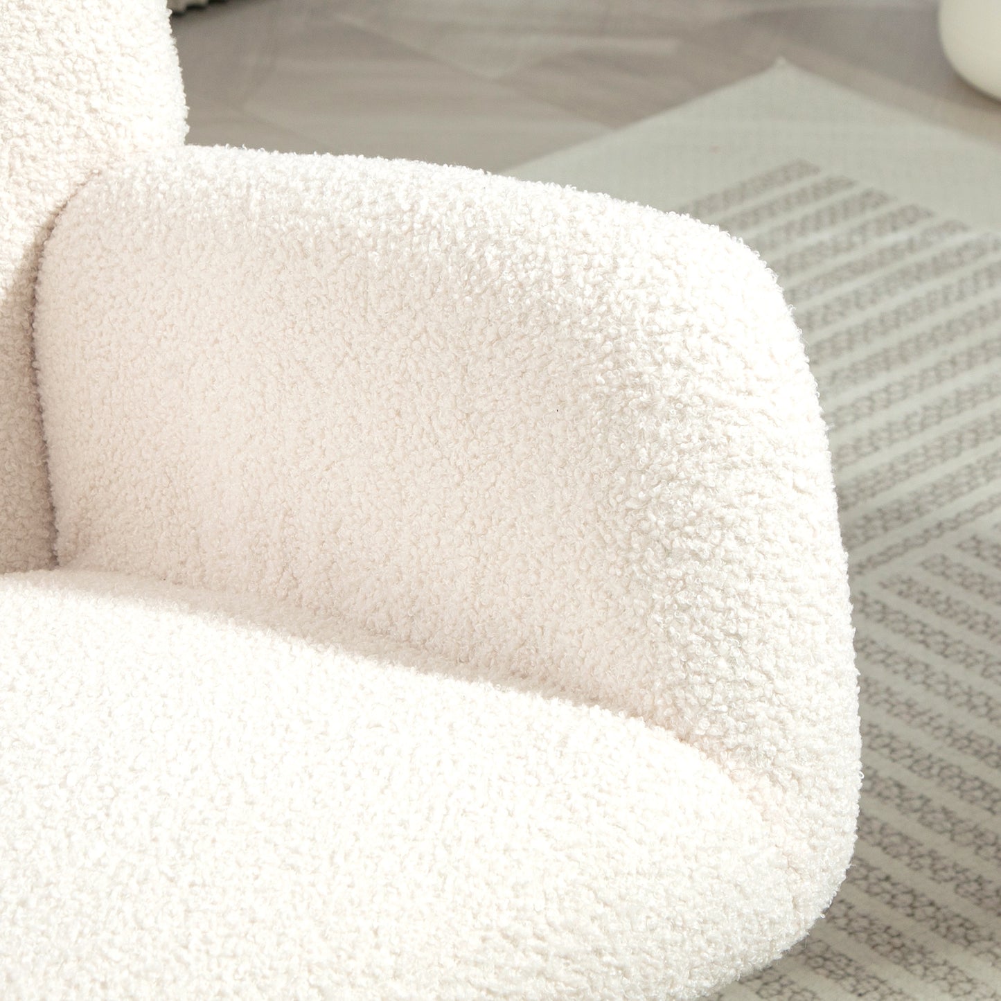 Rocking Chair, Cuddly Upholstery, Thick Padding, Slip-Resistant, Creamy White