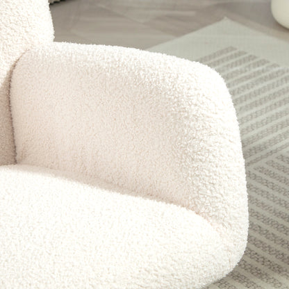 Rocking Chair, Cuddly Upholstery, Thick Padding, Slip-Resistant, Creamy White