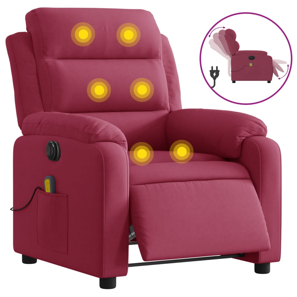 Fauteuil – Relaxfauteuil – Loungestoel – Relaxstoel – Elektrisch Verstelbare Stoel – Wijnrood – Velvet Bekleding – 135 Graden Kantelbaar