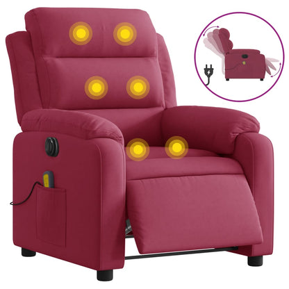Fauteuil – Relaxfauteuil – Loungestoel – Relaxstoel – Elektrisch Verstelbare Stoel – Wijnrood – Velvet Bekleding – 135 Graden Kantelbaar