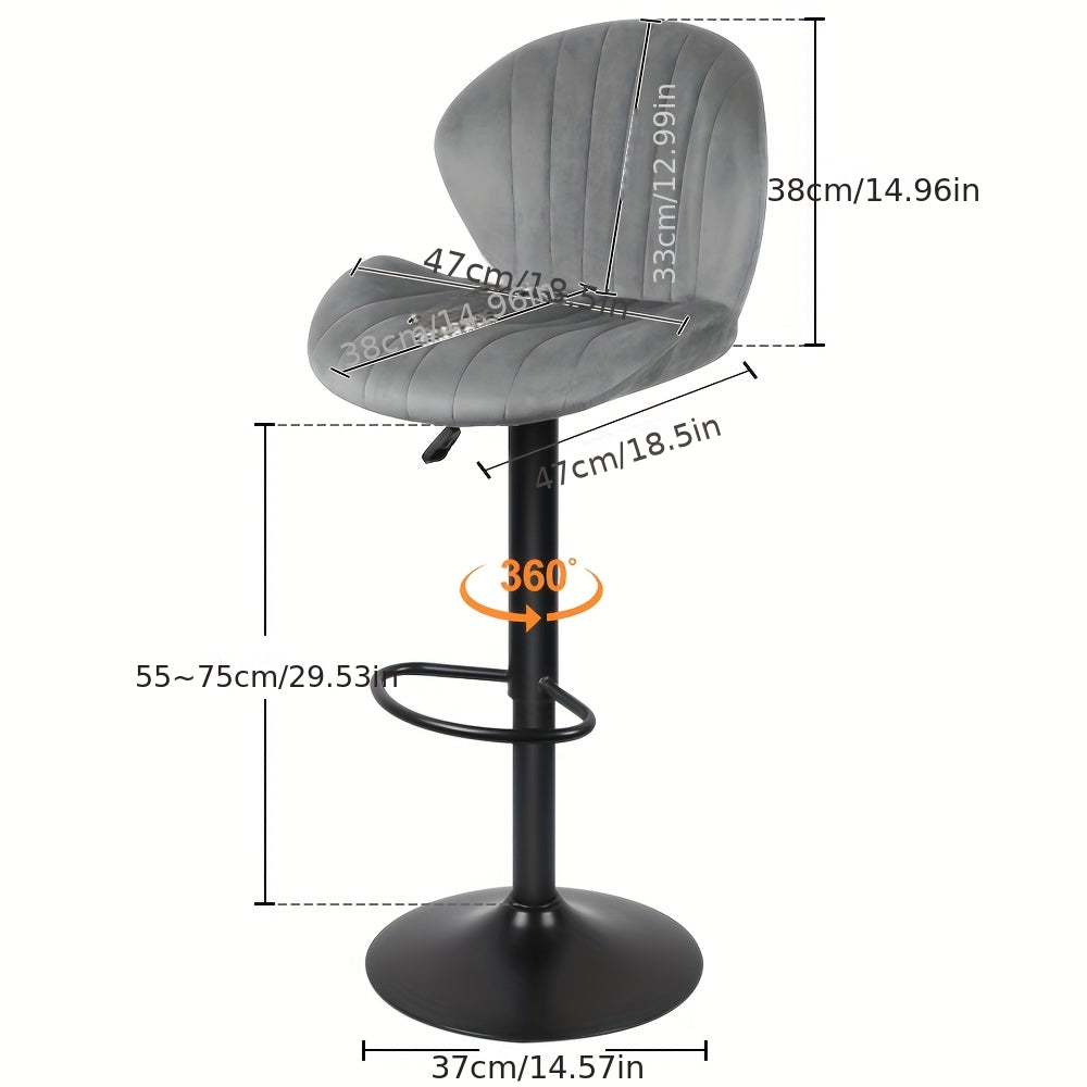 Draaistoelen – Schommelstoel – Accentstoel – Zithoekstoel – Relaxstoel – Set Van 2 – 360° Draaibaar – Compact & Fluwelen Bekleding - Grijs