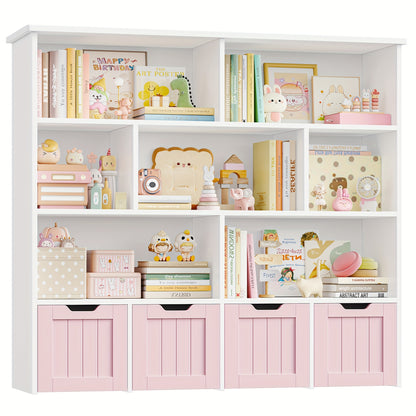 Boekenkast – Opbergkast – Boekenrek – Vakkenkast – Kast – 100x33x89,5 cm – MDF Met 3 Lades Op Wieltjes