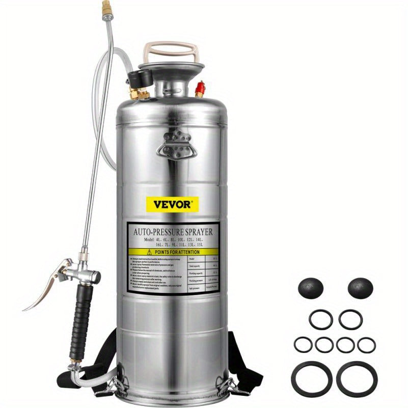 Drukspuit – Druksproeier – Plantenspuit – Rugzakspuit – Spuitfles – 12 liter Inhoud – Roestvrij Stalen Behuizing