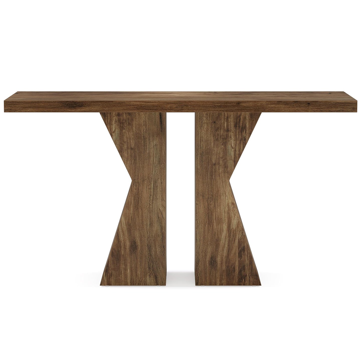 Console Tafel – Smalle Sidetable – Haltafel – Sofa Tafel – Sidetable Eikenlook – 140 cm Breed – 4 cm Dikke Houten Top – Robuuste K-vormige Onderstel