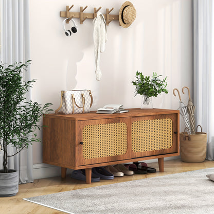Schoenenkast – Schoenenopberger – Schoenenrek – Schoenmeubel – Schoenenkast Notenkleur – Duurzaam Hout – Verstelbare Plank – Geperforeerd Ventilatieontwerp – Moderne Stijl – 104x40x48 cm