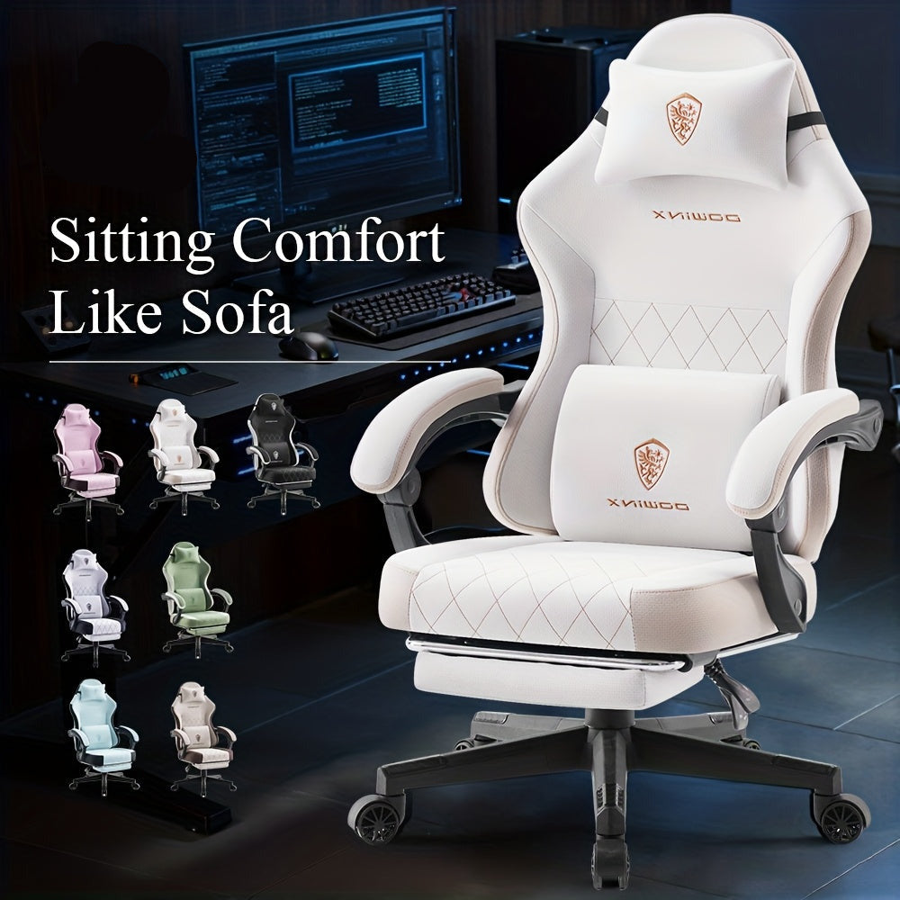 Ergonomische Gamingstoel – Bureaustoel – Computerstoel – Office Chair – Zwarte Racingstoel – Verstelbare Lendensteun – Voetsteun Met Veerkussen