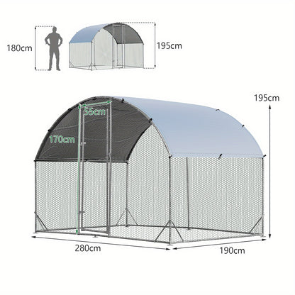 Kippenren Extra Groot – Kippenhok – Pluimveekooien – Konijnenren – Eendenren – Verzinkt Stalen Frame – Water- en Zonwerende Cover – Vergrendelbare Deur – Ruim en Stevig