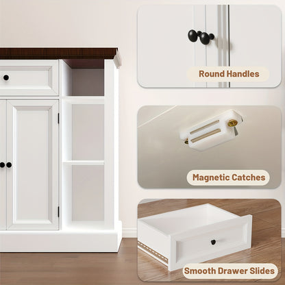 Opbergkast – Kasten – Opbergmeubel – Wandkast – Schuifdeurkast – Vrijstaand – Schuifdeuren – 3 Verstelbare Planken – Sterk Spaanplaat – 75x30x80 cm – Wit