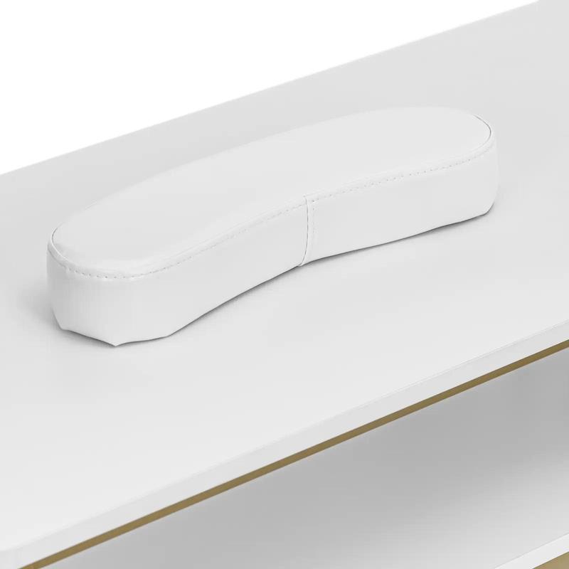 Cosmetic Manicure Desk with Hand Rest, 110 x 46 cm - White Gold