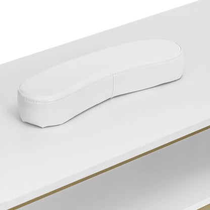 Cosmetic Manicure Desk with Hand Rest, 110 x 46 cm - White Gold