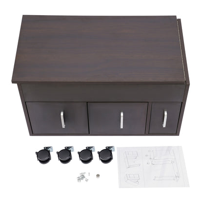 Manicure Tafel – Nageltafel – Nagelstudio Meubel – Schoonheidstafel – Bureau – Inklapbaar & Mobiel – Stille Lades & Stevig MDF Donkerbruin