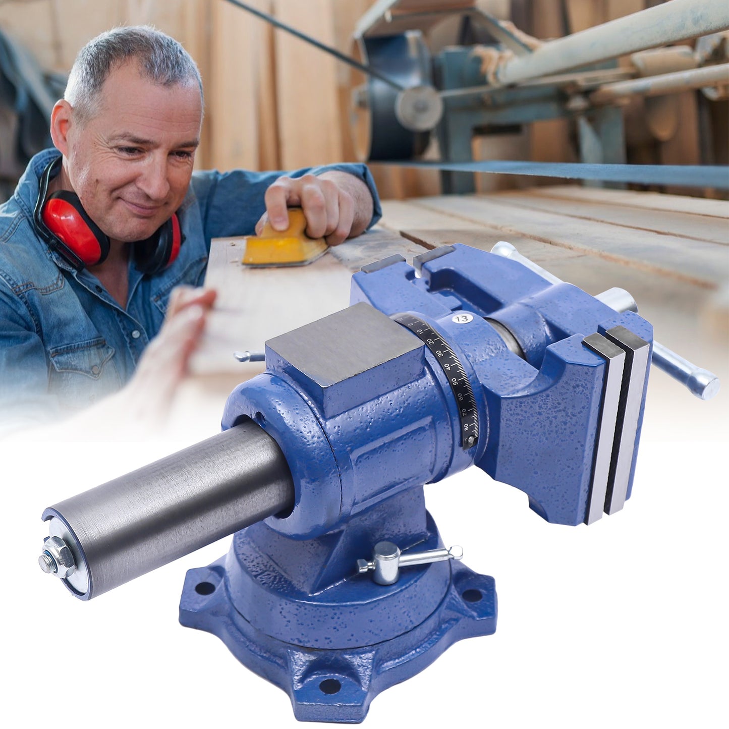 Bankschroef – Werkbankschroef – Tafelbankschroef – Draaibare Klem – Gietijzeren Klem – 360° Rotatie – Spanwijdte 100 mm