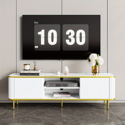 Tv-meubel – Tv-kast – Entertainment Center – Mediameubel – Tv-standaard – 140 cm Breed – Hoogwaardig Massief Hout – Verstelbare Planken Met Kabelbeheer