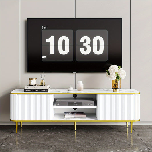 Tv-meubel – Tv-kast – Entertainment Center – Mediameubel – Tv-standaard – 140 cm Breed – Hoogwaardig Massief Hout – Verstelbare Planken Met Kabelbeheer