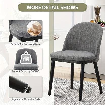 Set of 2 Modern Dining Chairs - Heavy-Duty MDF & Wood Legs, High Back Design with Deep Seat Cushioned - Elegant Contemporary Kitchen/Restaurant Chairs for Home, Office, or Commercial Use - Easy-Clean Fabric Upholstery, Home D