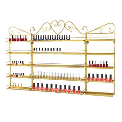 Nagellakrek – Wandrek – Opbergrek – Displayrek – Make-up Rek – Goudkleurig Smeedijzer – 5 Lagen Met 3 Stuks – Duurzaam en Ruimtebesparend