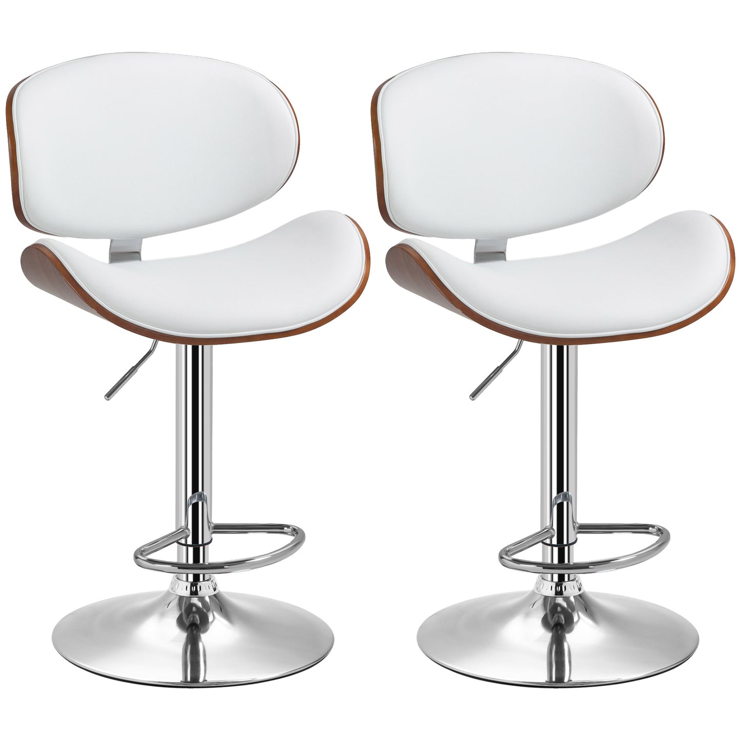 Barkrukken – Barstoelen – Krukken – Keukenstoelen – Belfauteuils – Verstelbare Hoogte – Draaibare Zitting – Wit – Set van 2