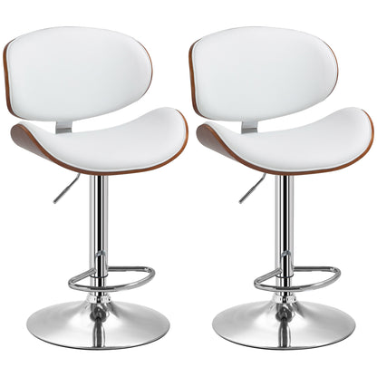Barkrukken – Barstoelen – Krukken – Keukenstoelen – Belfauteuils – Verstelbare Hoogte – Draaibare Zitting – Wit – Set van 2
