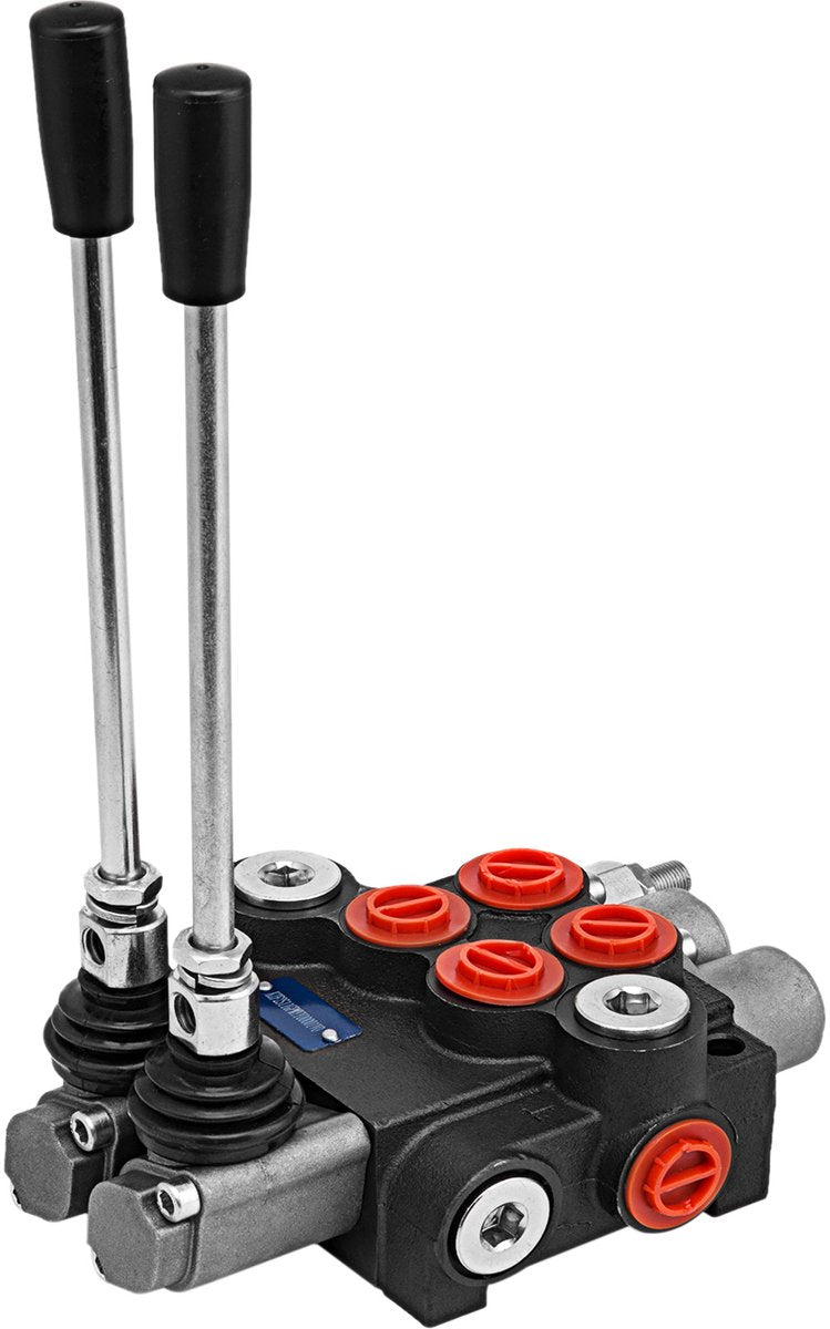 Hydraulische Regelklep -  Gietijzeren Constructie - Dubbelwerkend - Met Veerreturn - Geschikt voor - Tractoren en Houtklovers - 11 GPM - 2-Spoelen