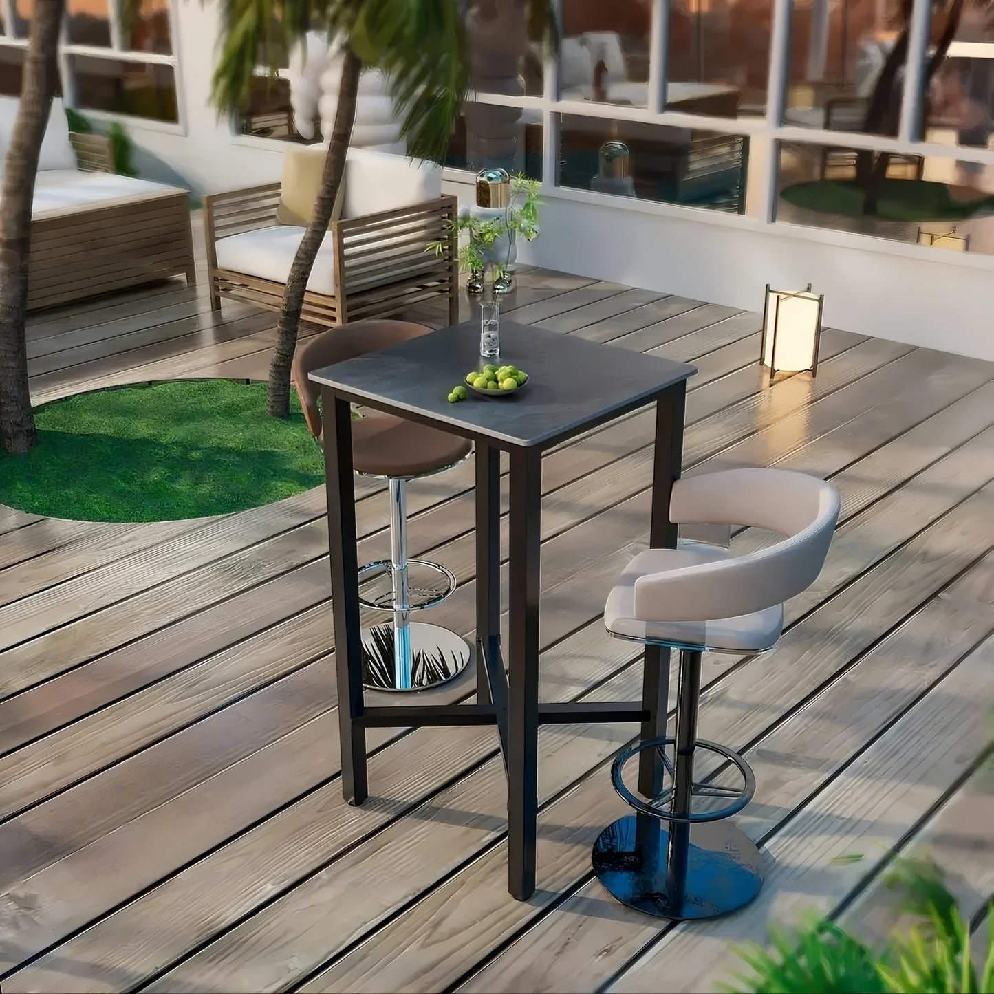 Eettafel – Tafel – Bartafel – Keukentafel – Bistrotafel – Krasbestendig Glanzend Blad – Stevig Metalen Kruisvoet