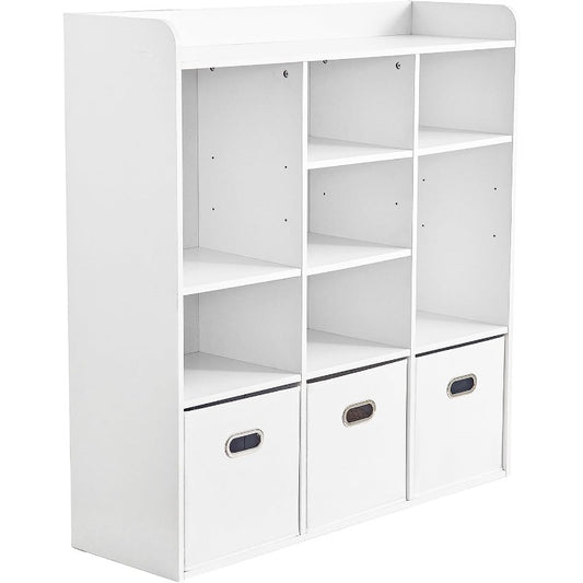 Boekenkast – Boekplank – Opbergkast – Rek – Organizer – 7-Vaks Met 3 Opbergboxen – Compact 70 cm Hoog – Stevig Houten Materiaal