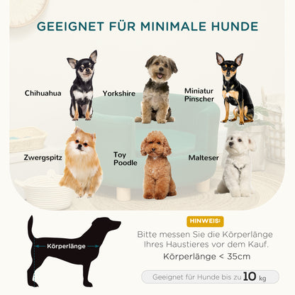Huisdiersofa – Dierenbank – Dierenbed – Kattenbank – Hondensofa – Wasbare Kussenhoes – Berkenhouten Poten – Geschikt Voor Kleine Huisdieren Tot 4,5 Kg – Groen