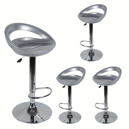4-Pack Adjustable Height ABS Stools (55-75cm) - Sturdy Hard Seat & Chrome Legs | Space-Saving Set, Rustic Style, No Electricity Needed, Easy Assembly, Durable & Stylish for Home, Office, or Bar Use, Stool Set, Versatile Furni