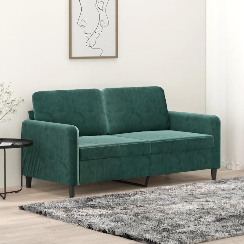 2-zits bank – tweezitsbank – loveseat – zitbank – bankstel – donkergroen velvet – 140 cm breed – stevig houten frame