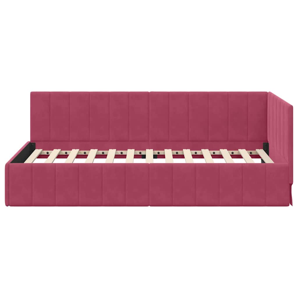 Bedframe – Bed – Eenpersoonsbed – Slaapbank – Kinderbed – Blauw Velvet Hoofdbord – Stevig Plaatmateriaal – Lattenbodem 80x200 cm