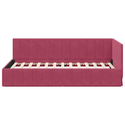 Bedframe – Bedombouw – Slaapbank – Tweepersoonsbed – Lattenbodem – Gele Velvet Bekleding – 90x200 cm