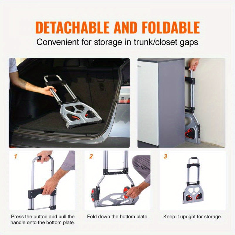 Inklapbare Steekwagen – Vouwkar – Handkar – Transportkar – Trolley – Aluminium Frame – All-Terrain Wielen