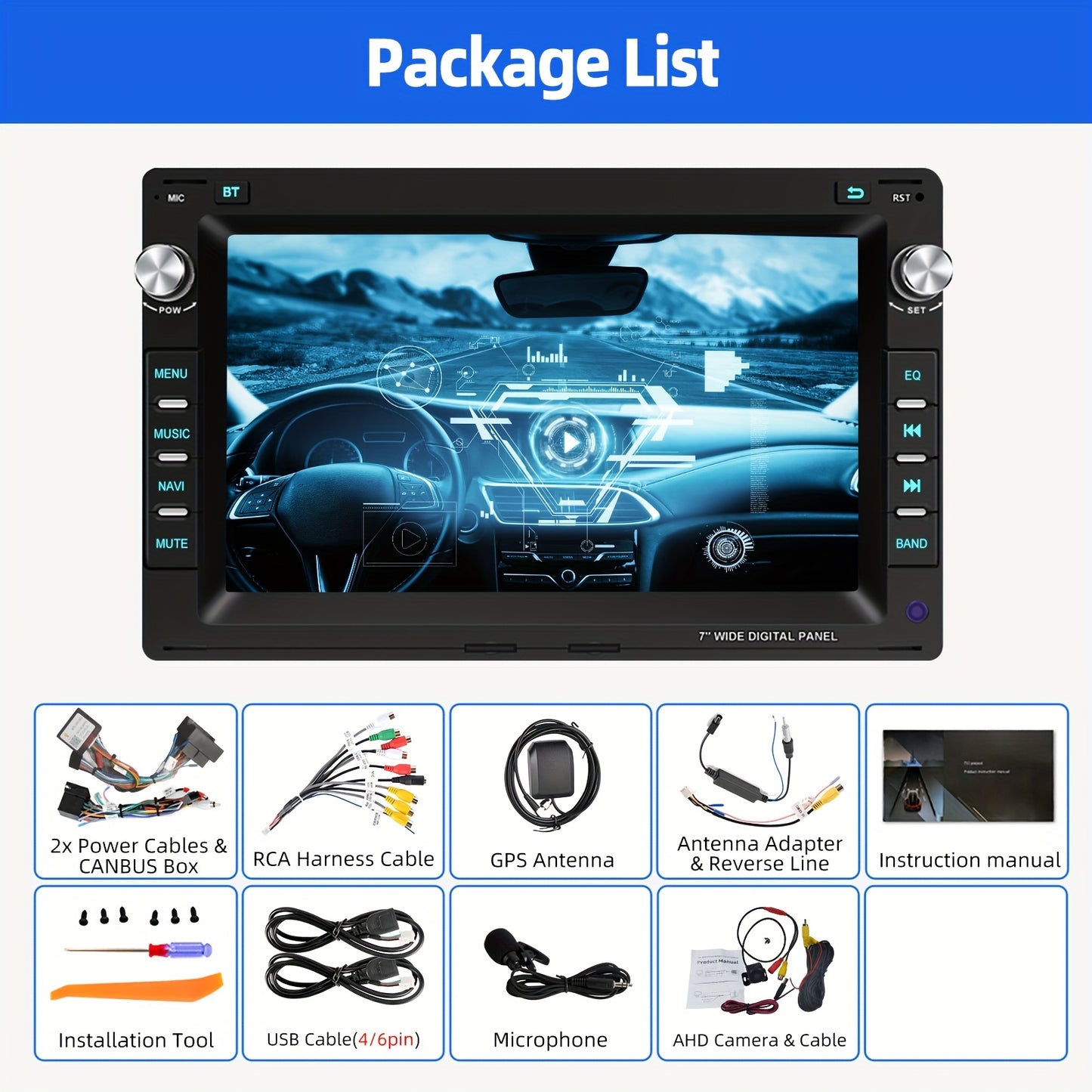 Android 14 Autoradio – Car Stereo – Multimedia Speler – Navigatiesysteem – Touchscreen Radio – 7 Inch HD-IPS Display – 2+64GB Geheugen – GPS Navigatie & Bluetooth Connectivity