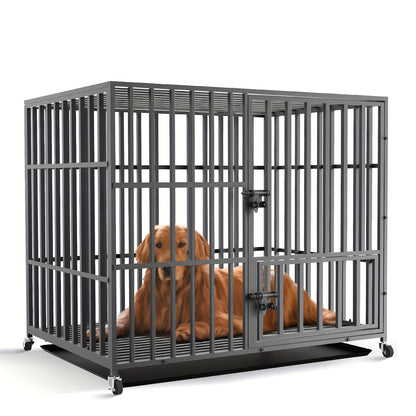 Hondenbench – Hondenkooi – Hondenhok – Hondenbox – Hondenkennel – 3 Deuren & 4 Wielen – Robuust Metaal & Afneembare Lade