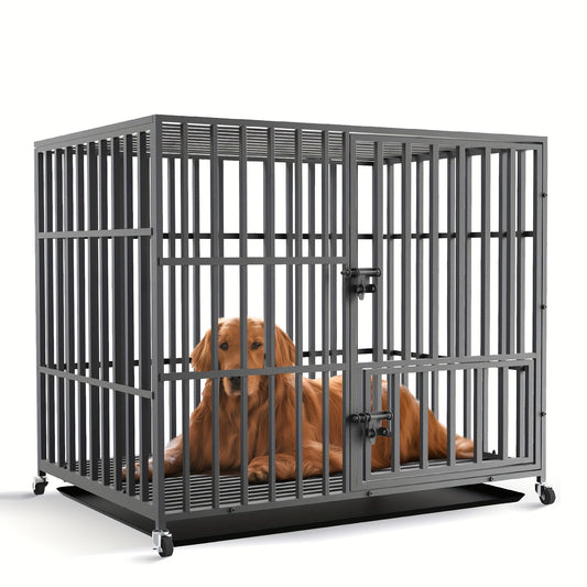 Hondenbench – Hondenkooi – Bench – Hondenhok – Transportbox – Metalen Constructie – 3-Deurs Slot – 4 Wielen Met Rem – Afneembare Bodemtray – XL Voor Grote Honden