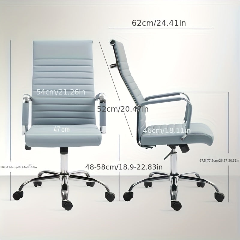 Bureaustoel – Office Chair – Kantoorstoel – Draaistoel – Werkstoel – Blauw – Stevig 5-punts Onderstel – Handmatige Hoogteverstelling