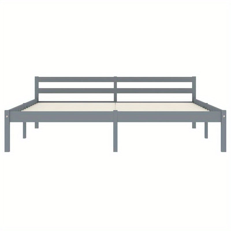 Bedframe – Massief Houten Bed – Houten Ledikant – Kiep Bed – Slaapkamer Bed – Grijs Kieferhout – 160x200 cm – Duurzaam Massief Hout