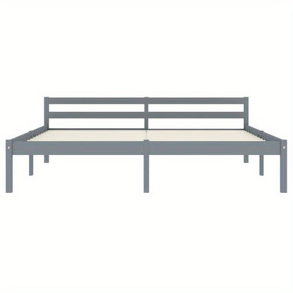 Bedframe – Massief Houten Bed – Houten Ledikant – Kiep Bed – Slaapkamer Bed – Grijs Kieferhout – 160x200 cm – Duurzaam Massief Hout