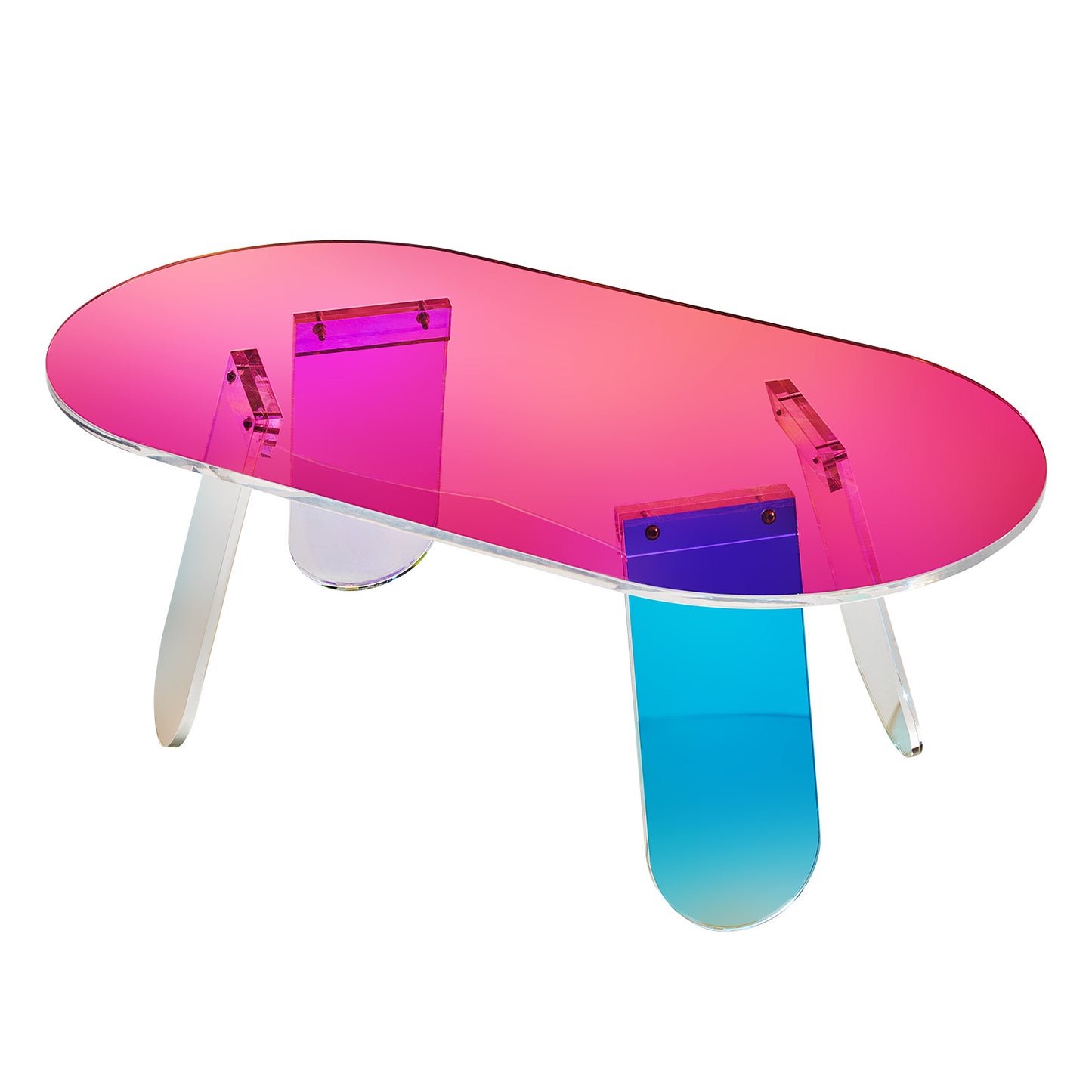 Acryl Bijzettafel – Acryl Salontafel – Bijzettafel Transparant – Kleurrijke Bijzettafel – Iriserende Tafeltje – Compact 35 cm Hoog – Duurzaam Makkelijk Schoon Te Maken