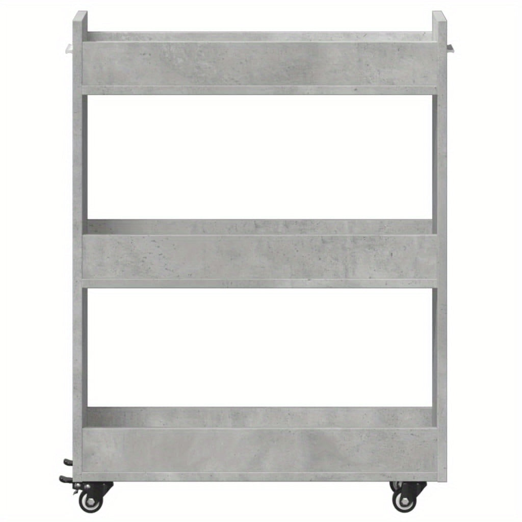 Opbergkast – Kast met wielen – Bureaukast – Opbergmeubel – Rollende kast – Beton grijs – Stevig hout – 60x22x79 cm