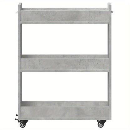 Opbergkast – Kast met wielen – Bureaukast – Opbergmeubel – Rollende kast – Beton grijs – Stevig hout – 60x22x79 cm
